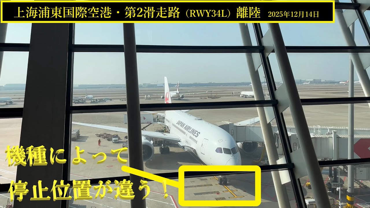 【上海浦東国際空港】第2滑走路・離陸　＠JAL894（2025年12月14日）