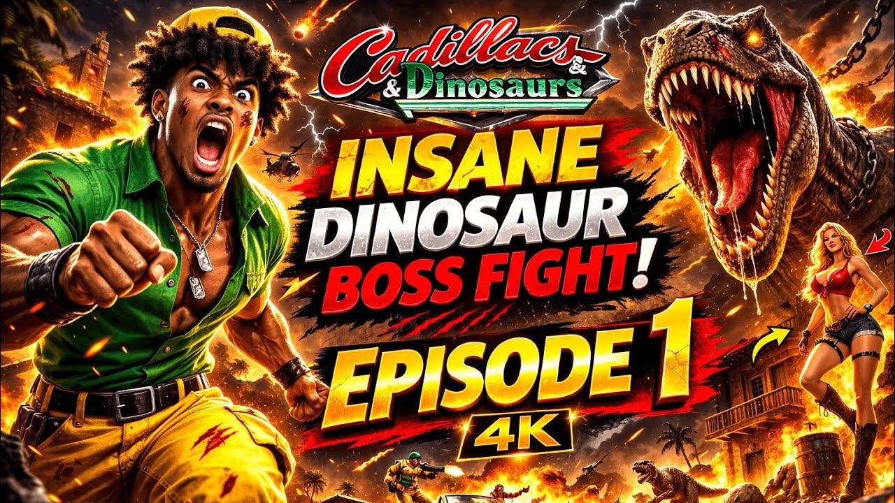 INSANE Dinosaur Boss Fight! 😱 Village of Flame – Cadillacs & Dinosaurs EP1 4K
