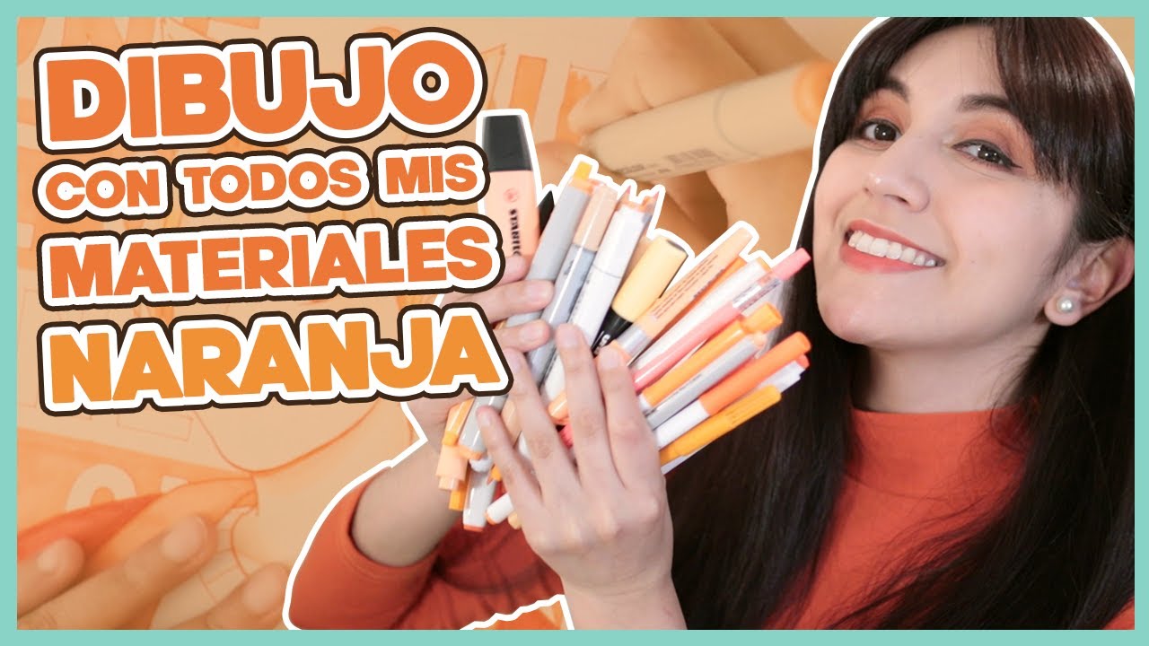 DIBUJO TODOS MIS MATERIALES NARANJAAA 🐈