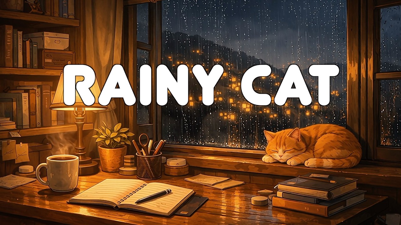 Rainy Night Study Room  ☕ Chill Beats for Relax & Study | Rainy Chill Music | Relax, Study, Sleep