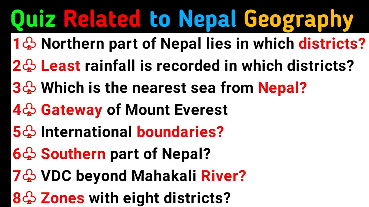 Nepal Quiz Geography Gk Questions and Answers | Geography Gk Questions | Geography of Nepal | Part 2