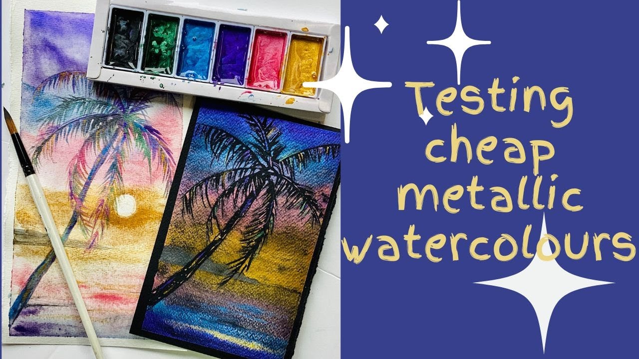 Testing cheap metallic watercolours