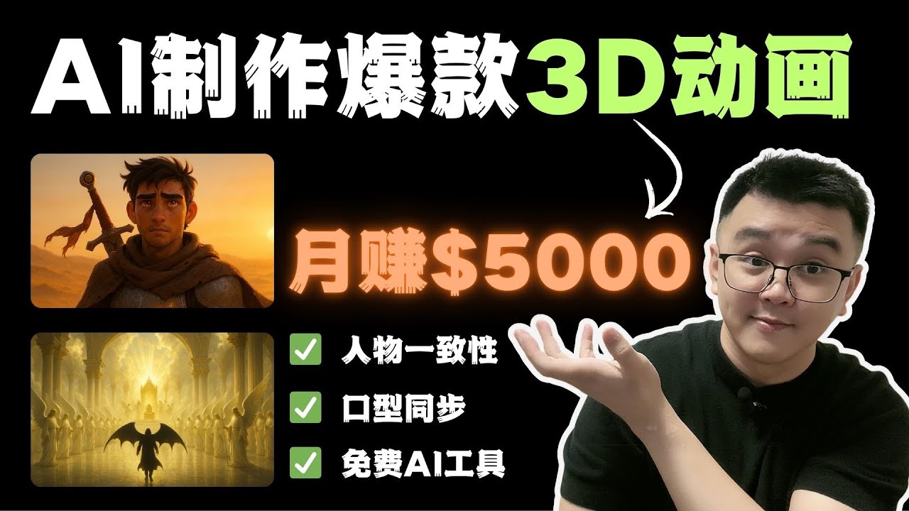 【保姆级教程】零基础做出爆款3D动画短片｜AI副业月入5000美金🔥
