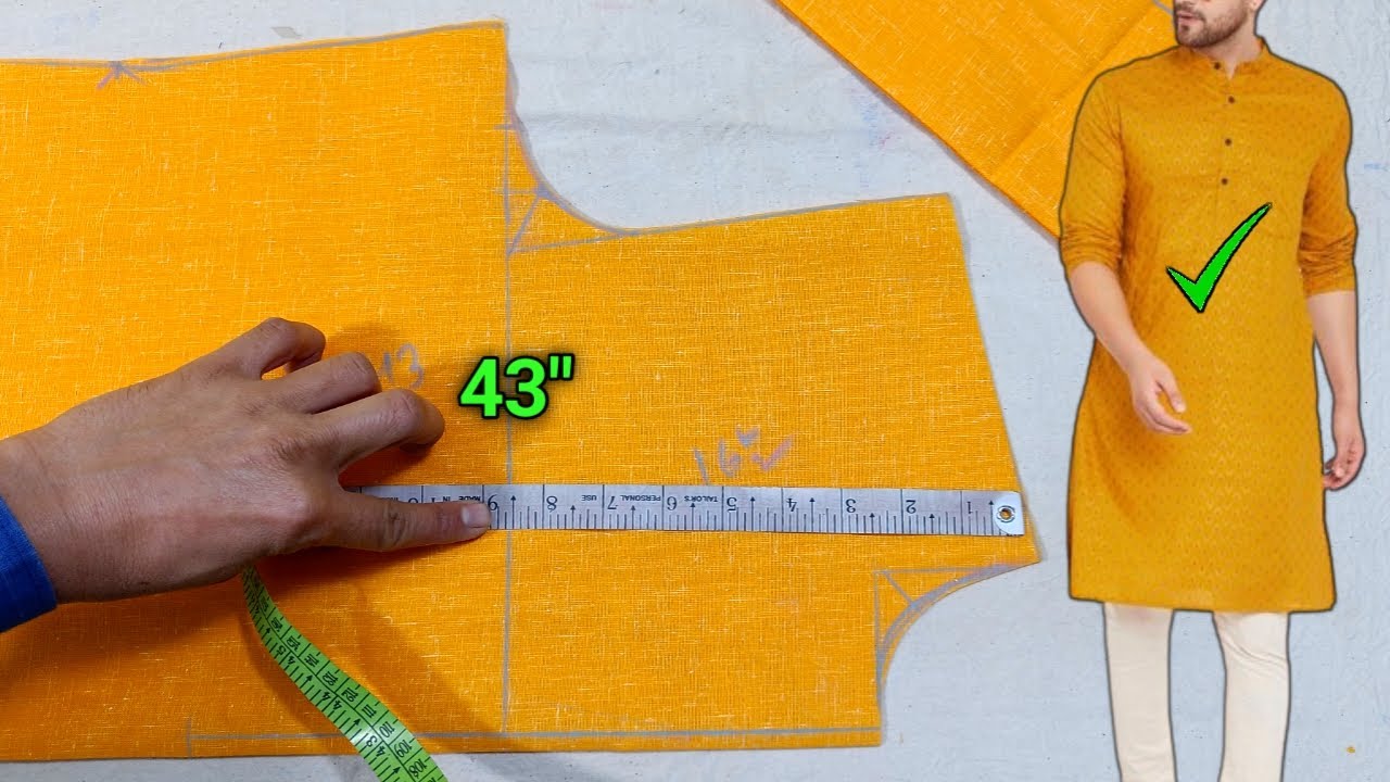 42 size gents kurta cutting | सीखे कुर्ता कटिंग with फार्मूला के साथ | 42 chest kurta cutting