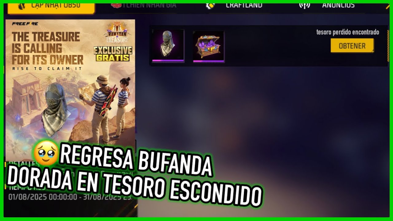 Regresa la Bufanda Dorada Gratis en Evento Tesoro Perdido de FF 😍 | JORGEPLAYED