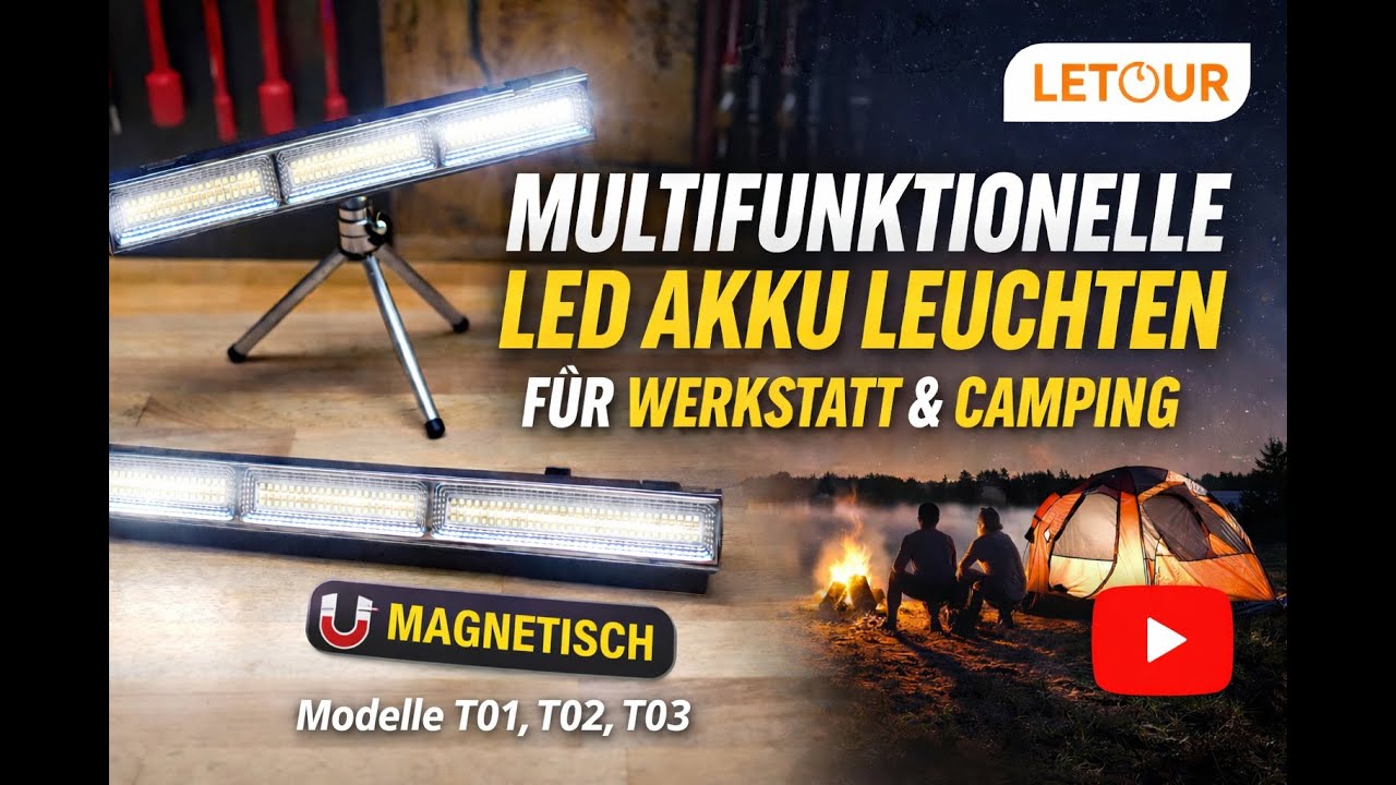 LETOUR magnetische Akku LED Leuchten T01, T02 und T03