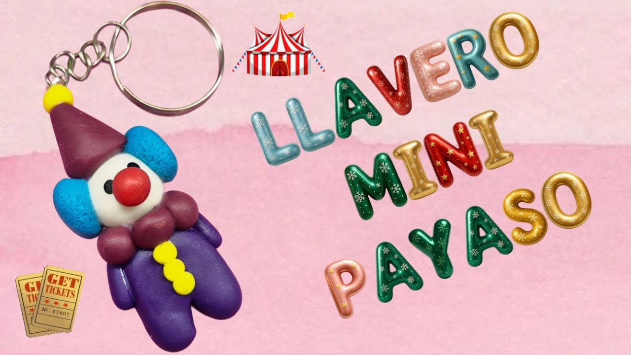 Llavero Mini Payasito hecho a mano con Pasta Flexible o Porcelana Fría. 