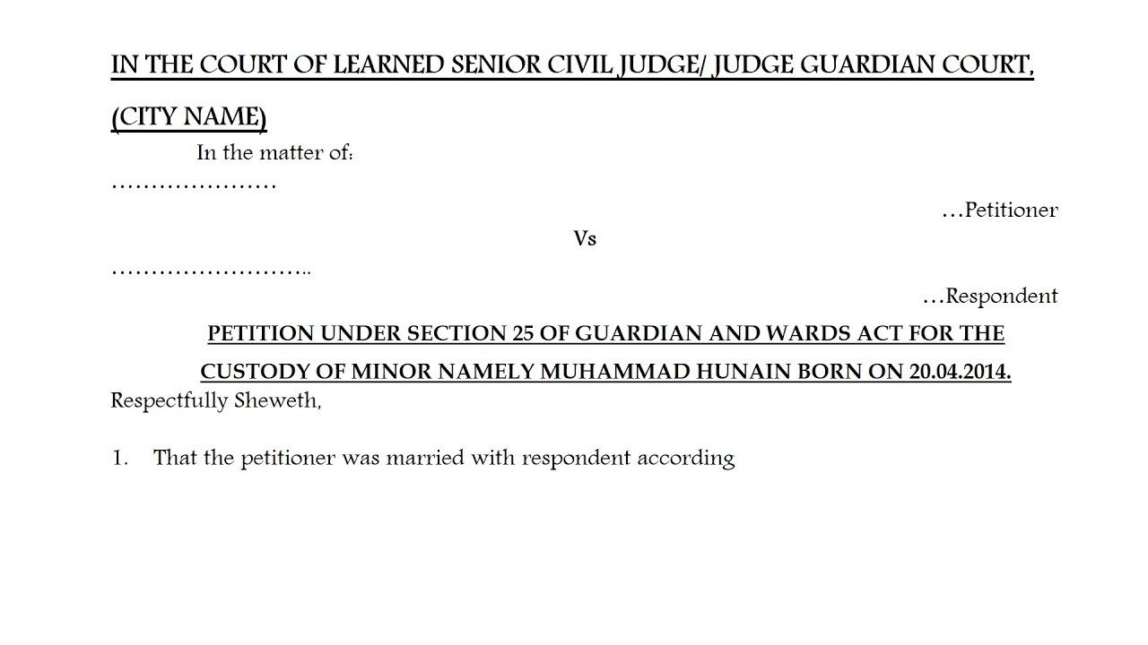 How to draft Gaurdianship Petition#smple Legal Drafts#Legal Drafting made easy