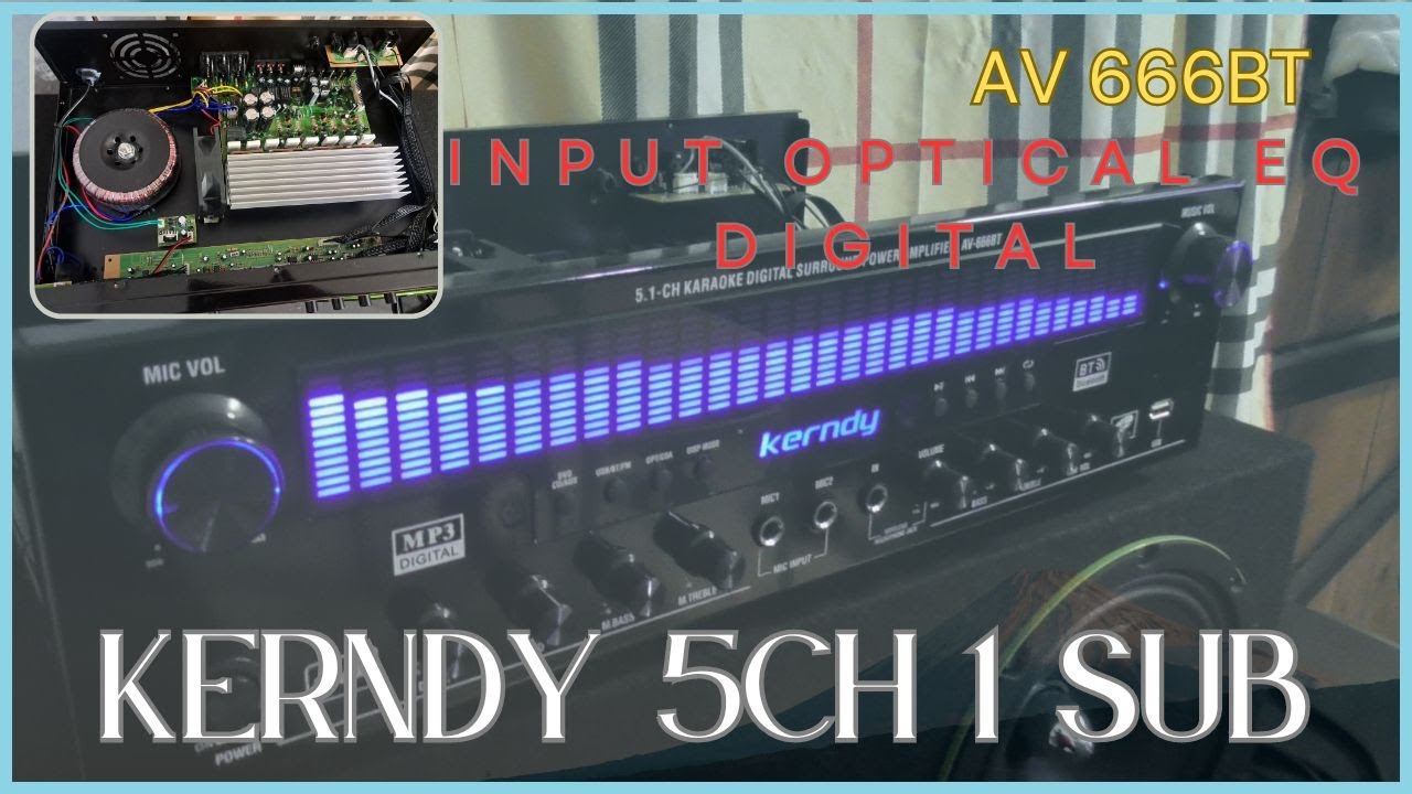 Amplifier KERNDY dengan input dan Equalizer digital 5ch 1 SUBWOOFER