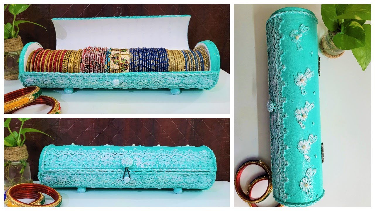 Bangle box making at home  With Cardboard | How to make Jewelry Organizer | DIY Bangle Box ideas