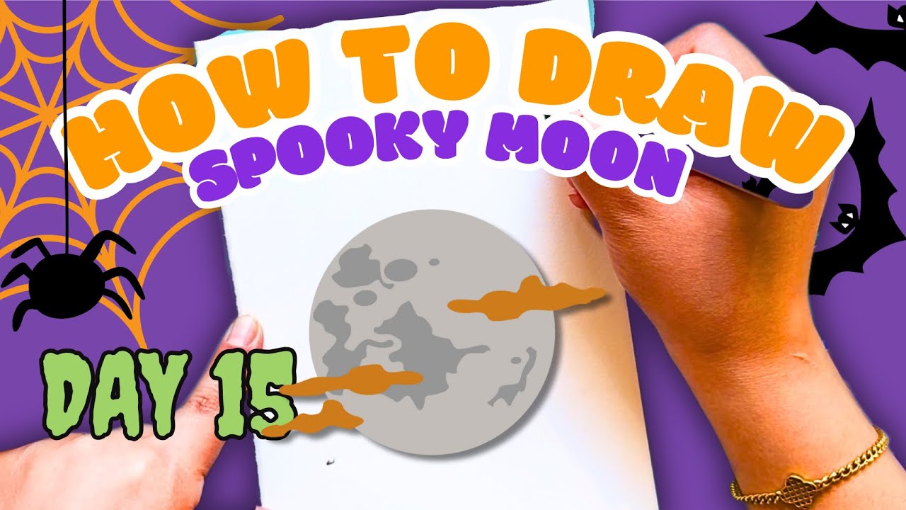Easy Halloween Spooky Moon Drawing for Kids - Halloween Drawing Challenge Day 15