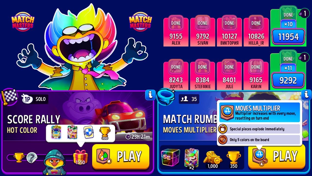 Hot Color + Bombs Away Solo Challenge Score Rally/ 35 players Match Rumble Moves Multiplier, 2 WINS
