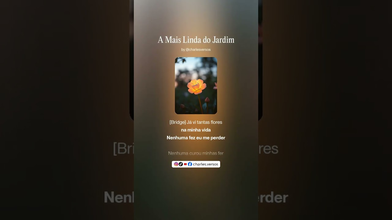 A Mais Linda do Jardim | @charles.versos