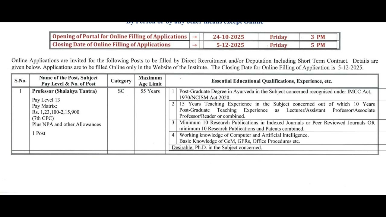 NIA Jaipur Recruitment 2025💥 Ayurvedic Doctors ke liye Bumper Vacancy | Professor, Staff, MTS #ayush