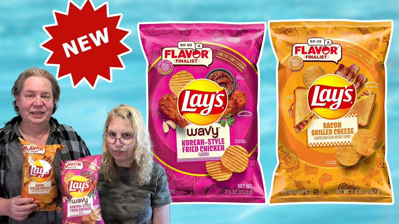 Bacon Grilled Cheese vs Korean Fried Chicken Lays Chips Taste Test!