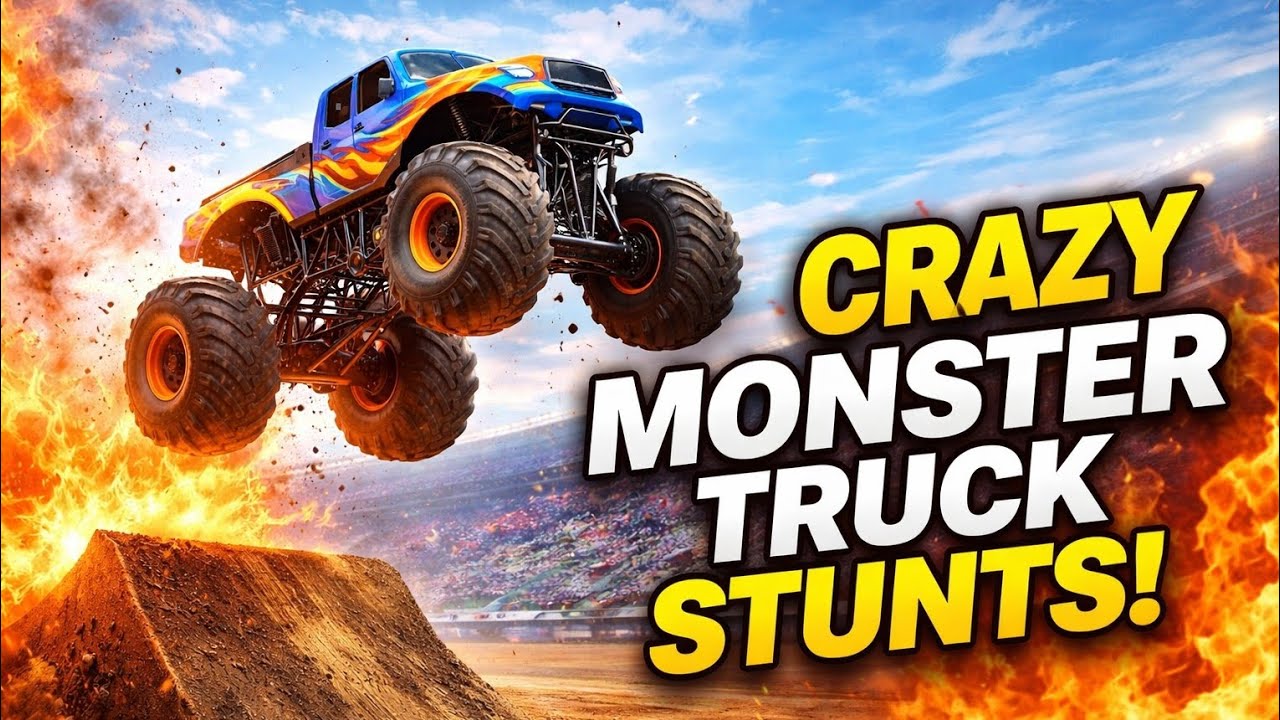 CRAZY MONSTER TRUCK STUNTS! 🔥 BIG JUMPS & EPIC ACTION 🚛