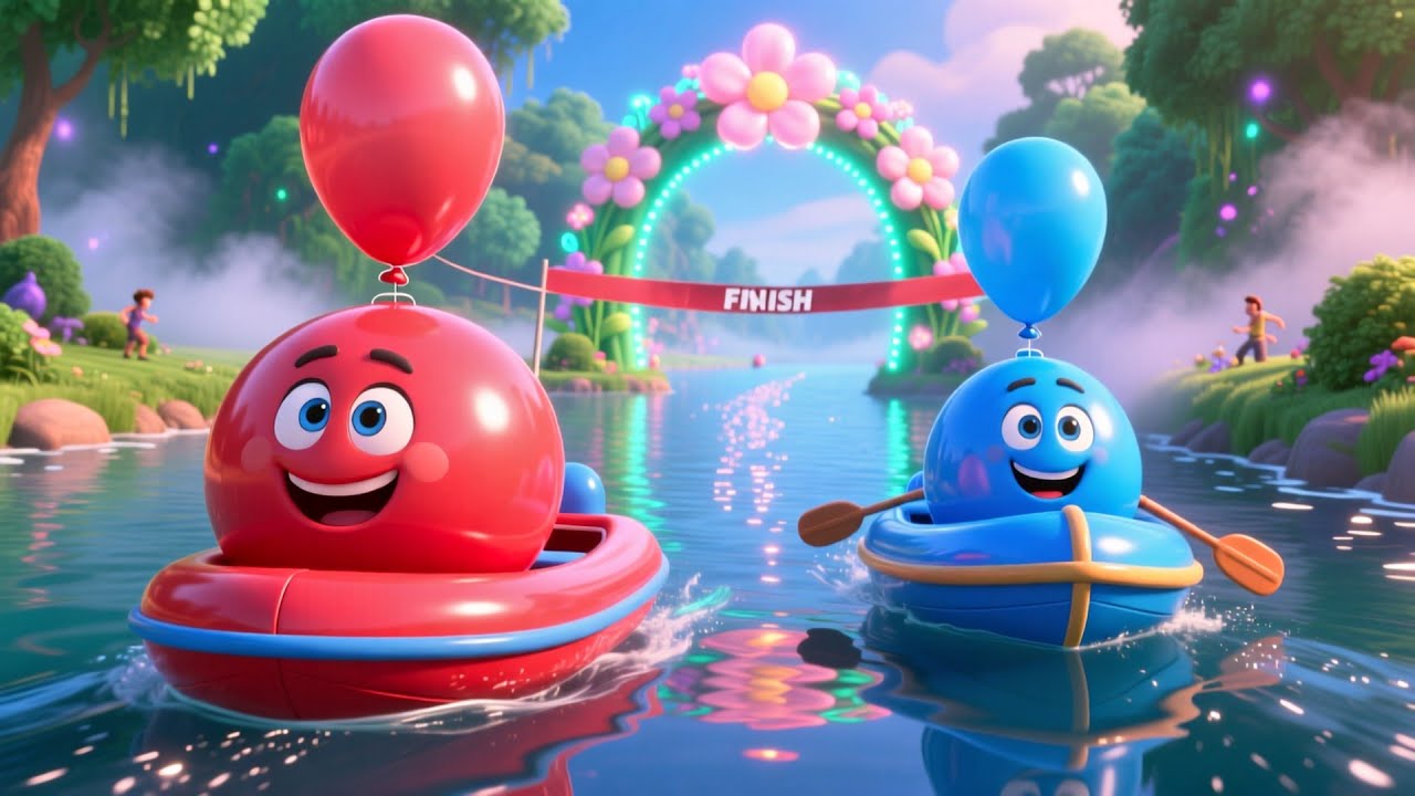 Balloon Boat Race 🎈⛵ | Fun Kids Song | Playful Learning Adventure