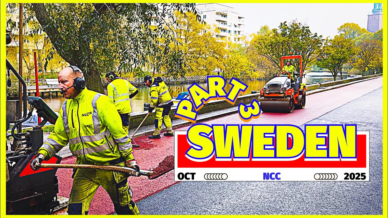 SWEDEN - STOCKHOLM - STEP BY STEP HIGH TECH ASPHALT PAVING PART 3. @MasterWorkers