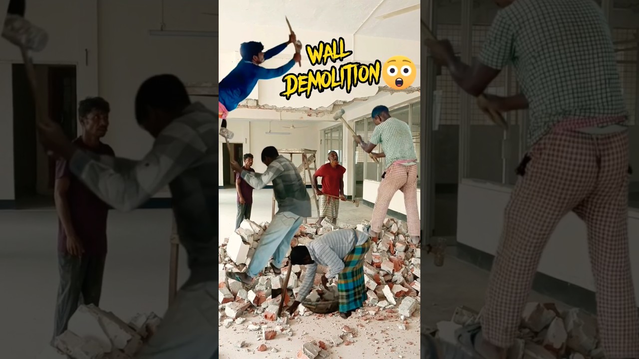 Old Building wall demolition | Brick wall demolition hammer drill machine #demolition #old #building