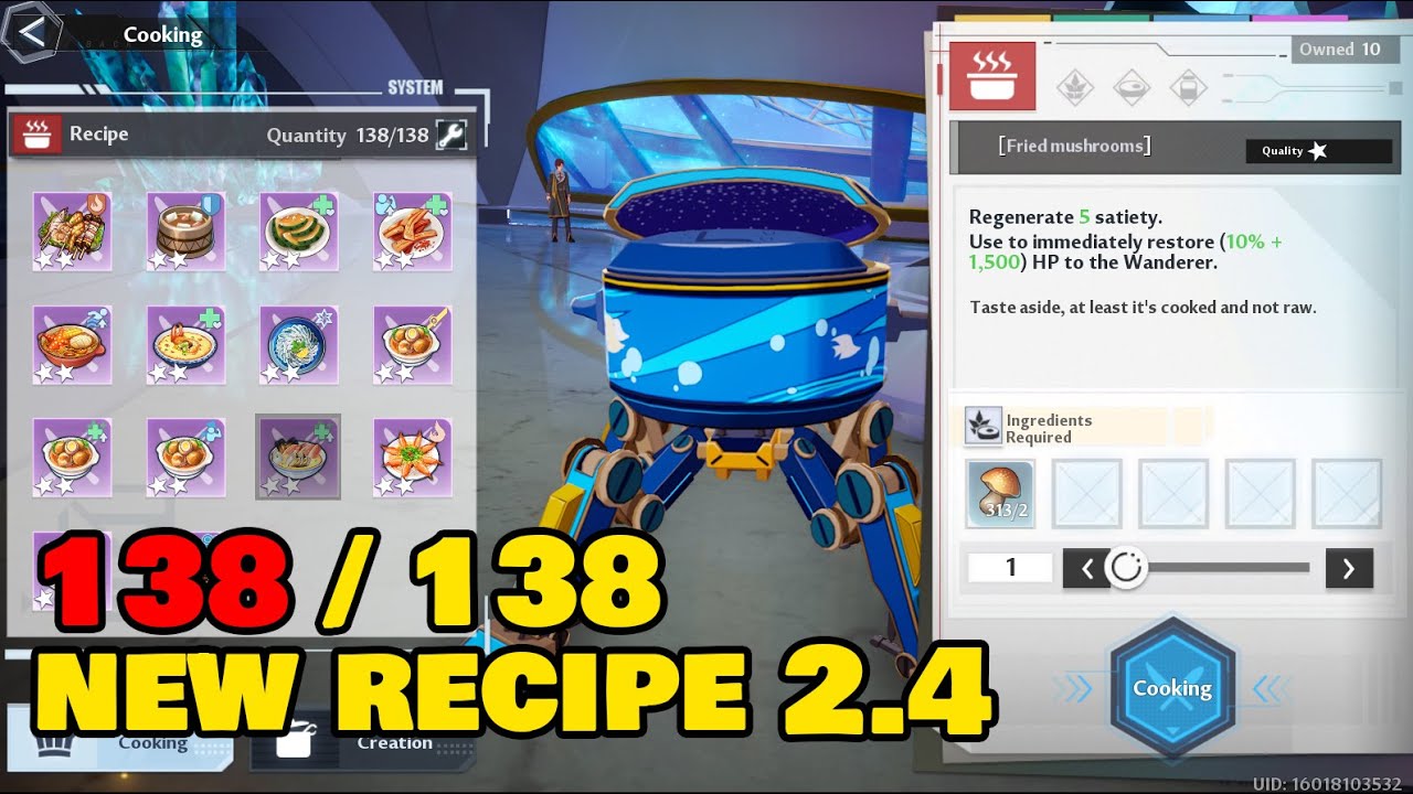Tower of Fantasy All Cooking Recipes 2.4 Showcase