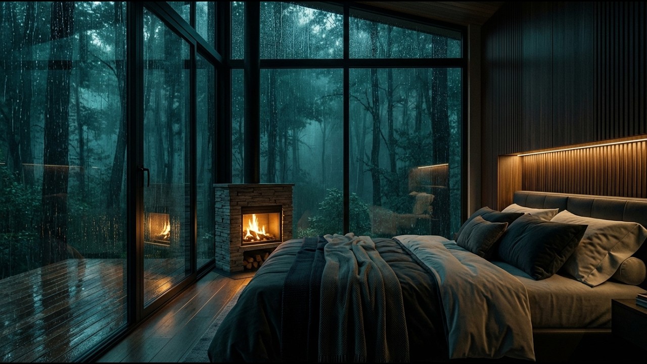 Heavy Rain on Cabin Roof 🌧️ Deep Sleep & Stress Relief 3 HOURS