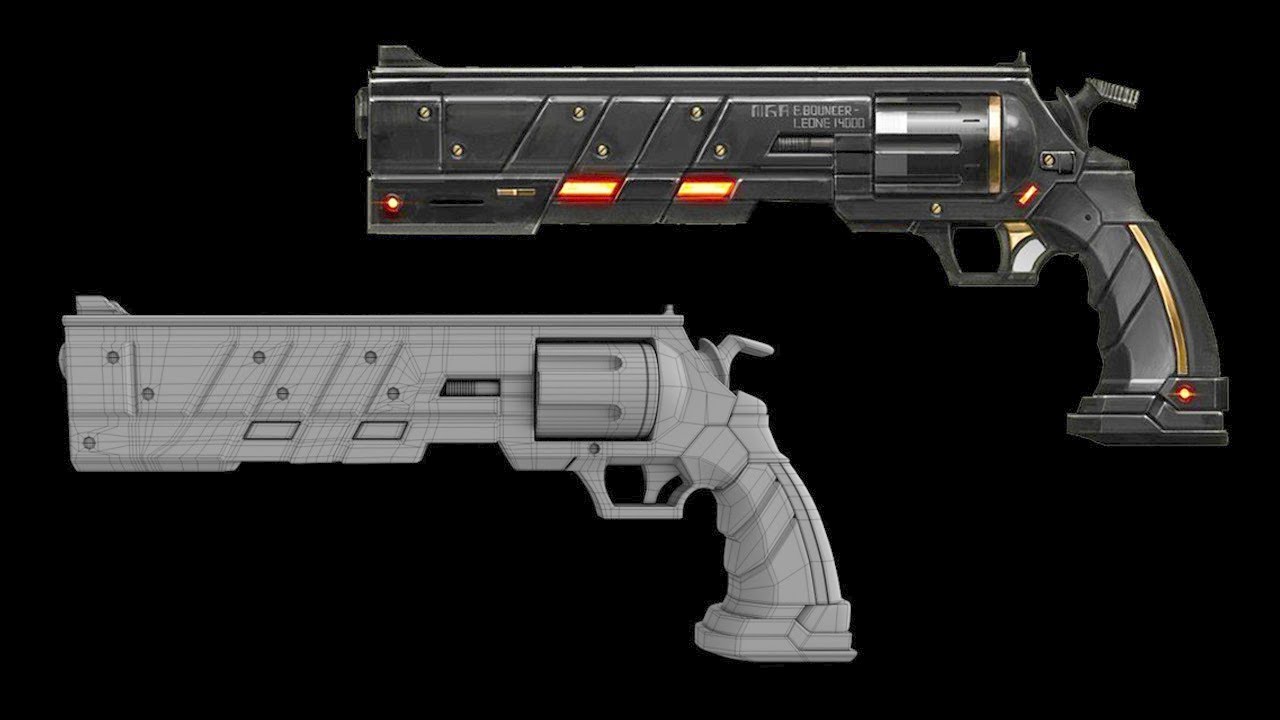 Cinema 4D HARD SURFACE MODELING TUTORIAL- Sci Fi Revolver ( no audio )