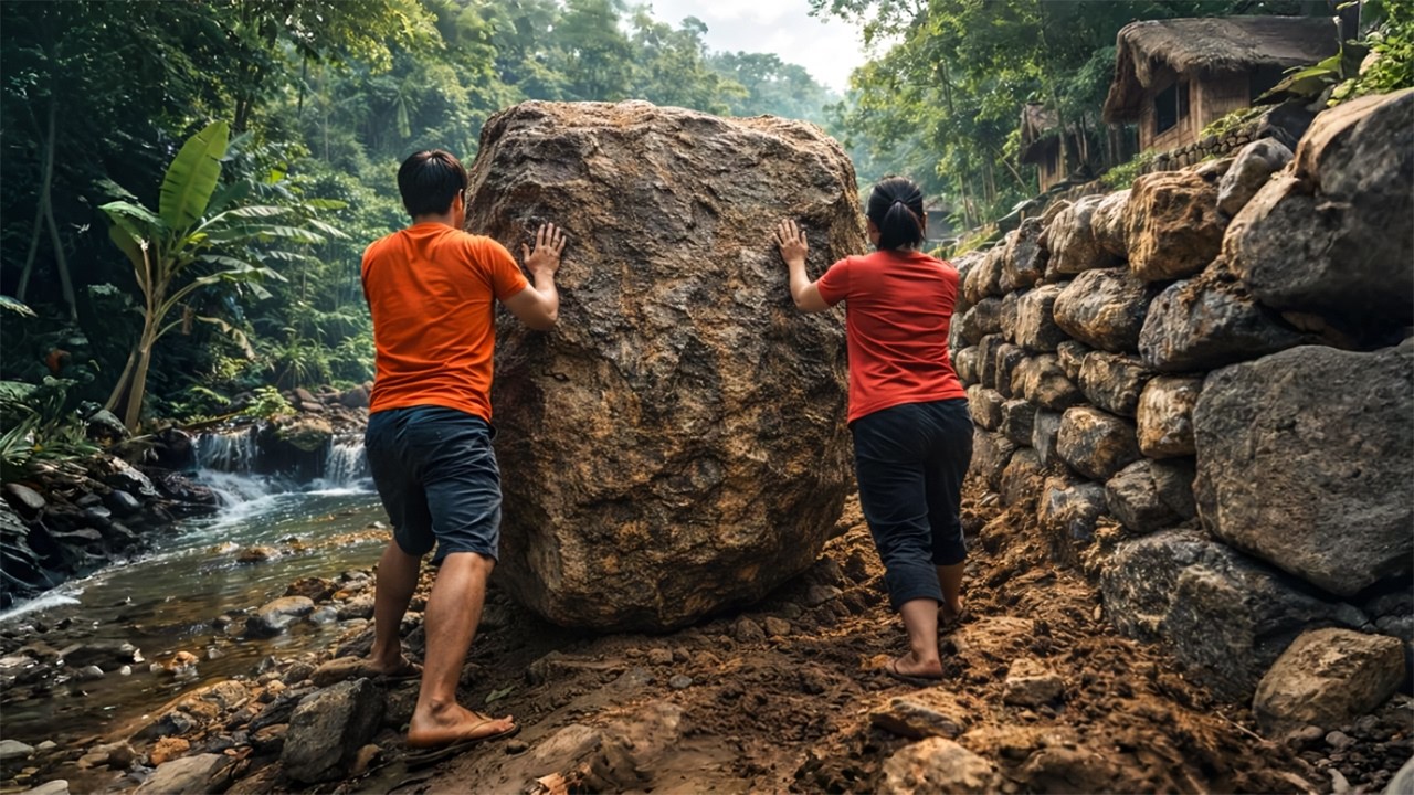 Turns Out Building a River Stone Wall Is Way Harder Than It Looks
