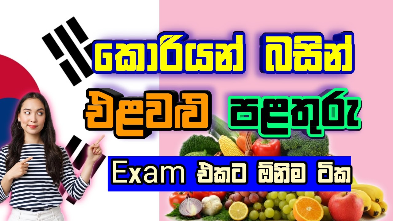 කොරියන් නාම පද / එළවළු පළතුරු / Fruits & Vegetables in Korean- Sinhala / EPS Topik Exam / KOREAN SRI