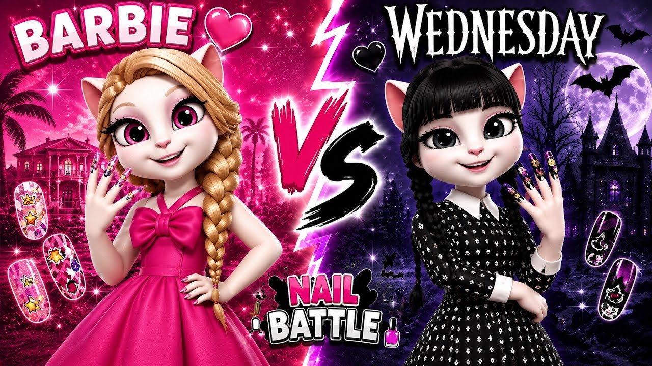 BARBIE VS WEDNESDAY | | MY TALKING ANGELA 2 #mytalkingangela2 #barbie #wednesday #angela2 #shorts 