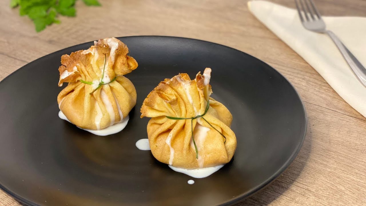 SACCHETTINI DI CRESPELLE AI FUNGHI CON SALSA AL FORMAGGIO - ricetta facile