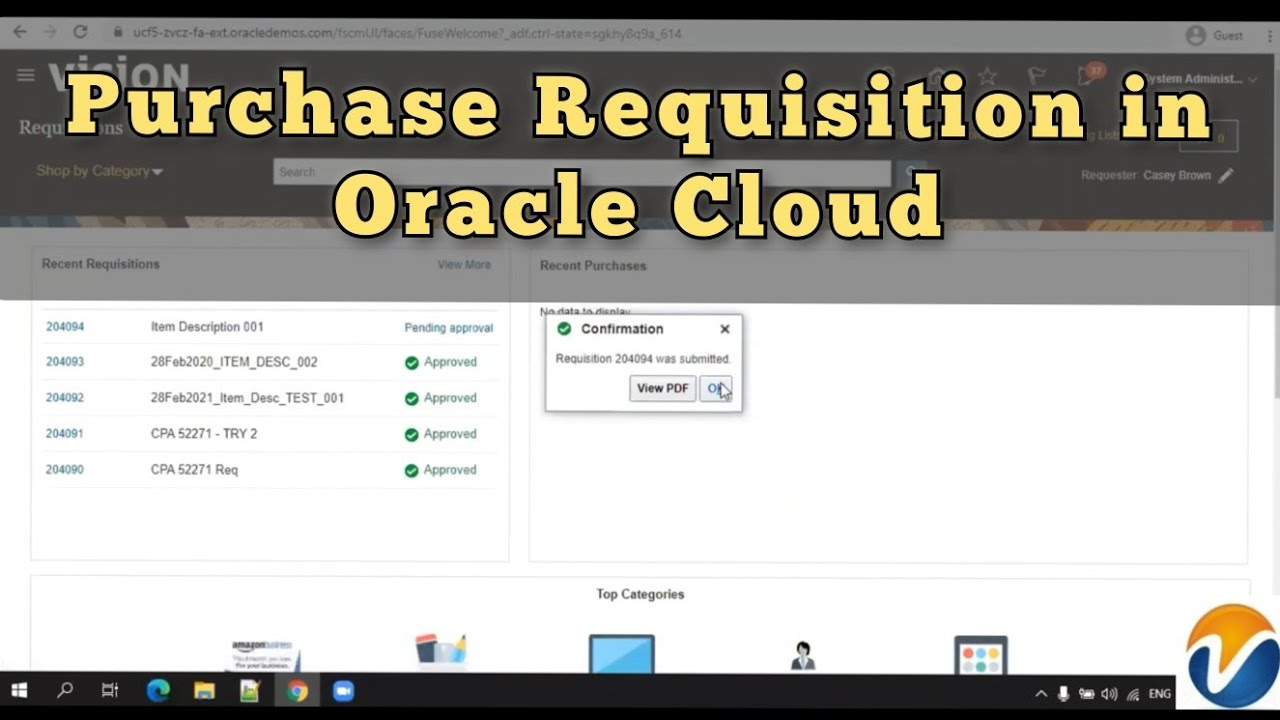 Process for creating Purchase Requisitions and Purchase Orders in Oracle Procurement Cloud Fusion