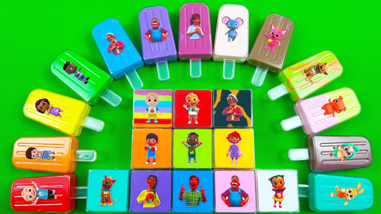 Cocomelon Slime & Clay: Look Pinkfong with JJ, TomTom, YoYo, Cody & Friends in Ice Cream, Square 💫✨