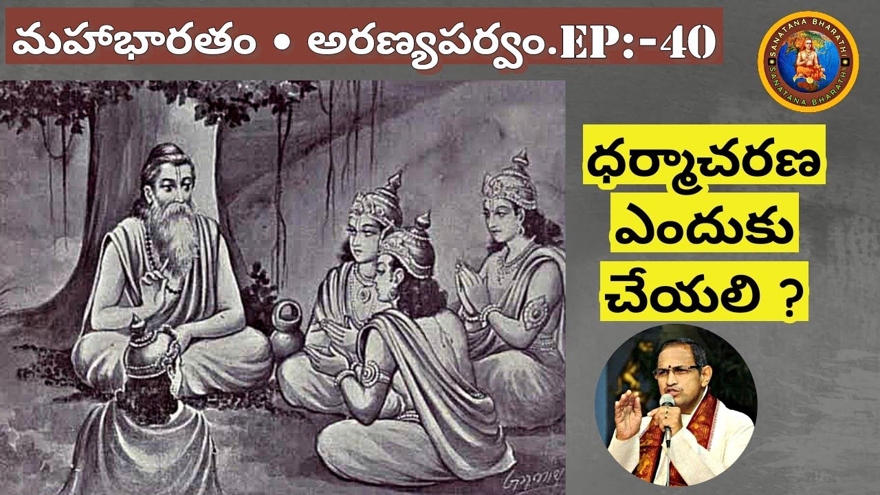 అరణ్యపర్వం 40 • మార్కండేయ మహర్షి రాక • ధర్మాచరణ ఎందుకు చేయాలి • Markandeya lectures Dharmaraj
