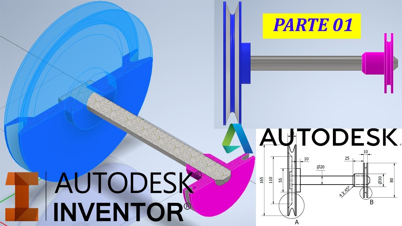 Poleas de Transmisión (Modelado de Partes) - Autodesk Inventor - Tutorial (Español) - Parte 01