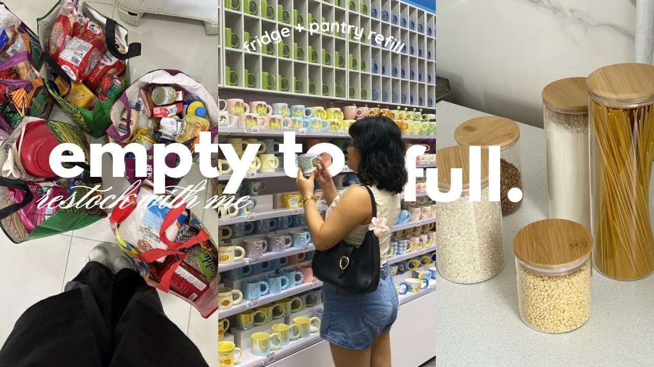 pantry reset & restocking | refrigerator and stockpile refill for a family of 2