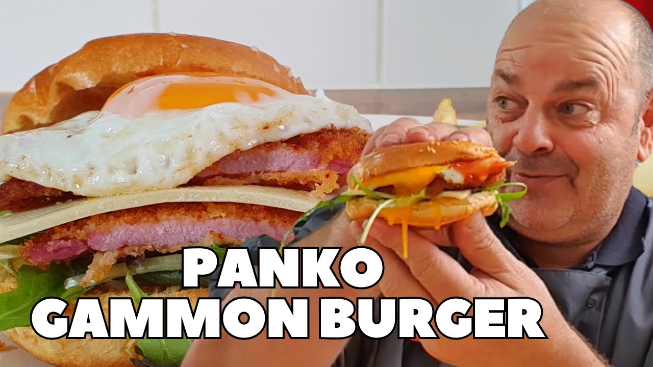 Delicious Chilli & Garlic Panko Gammon Burger.