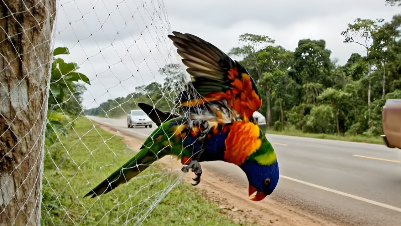 Rescuing a Rainbow Lorikeet Caught Near a Busy Highway – A Miracle Survival Story