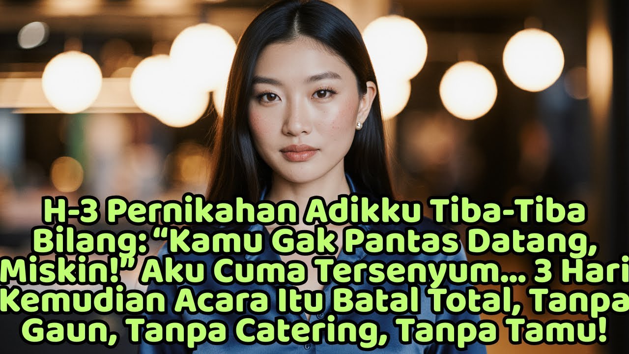 H- 3 Pernikahan Adikku Tiba Tiba Bilang  Kamu Gak Pantas Datang, Miskin! Aku Cuma Tersenyum… 3 H