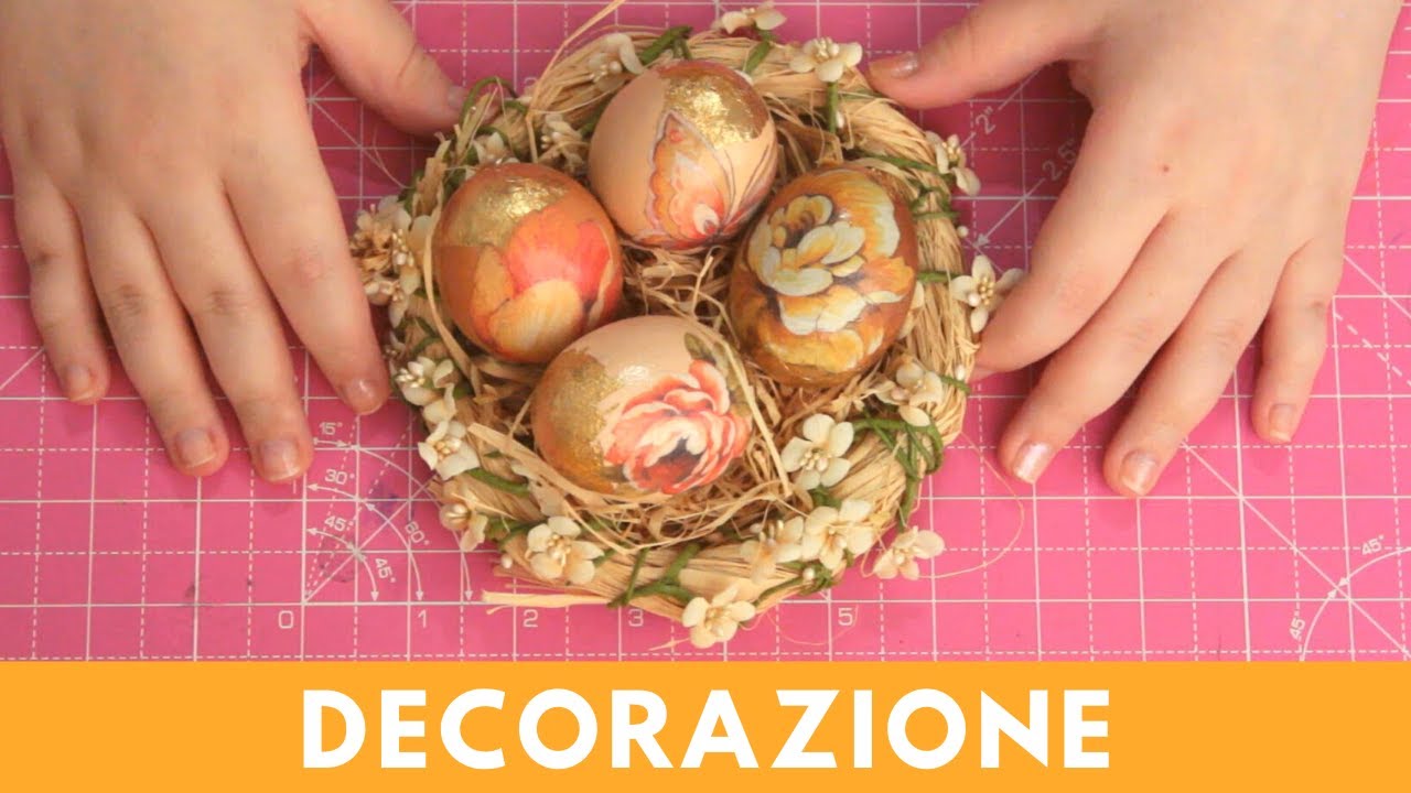 Centrotavola di Pasqua FACILE IN 5 MINUTI - cesto di uova decoupage #decorazioni #faidate