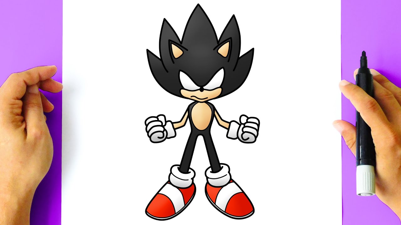 Como DESENHAR o DARK SUPER SONIC passo a passo - Como DIBUJAR a DARK SUPER SONIC fácil