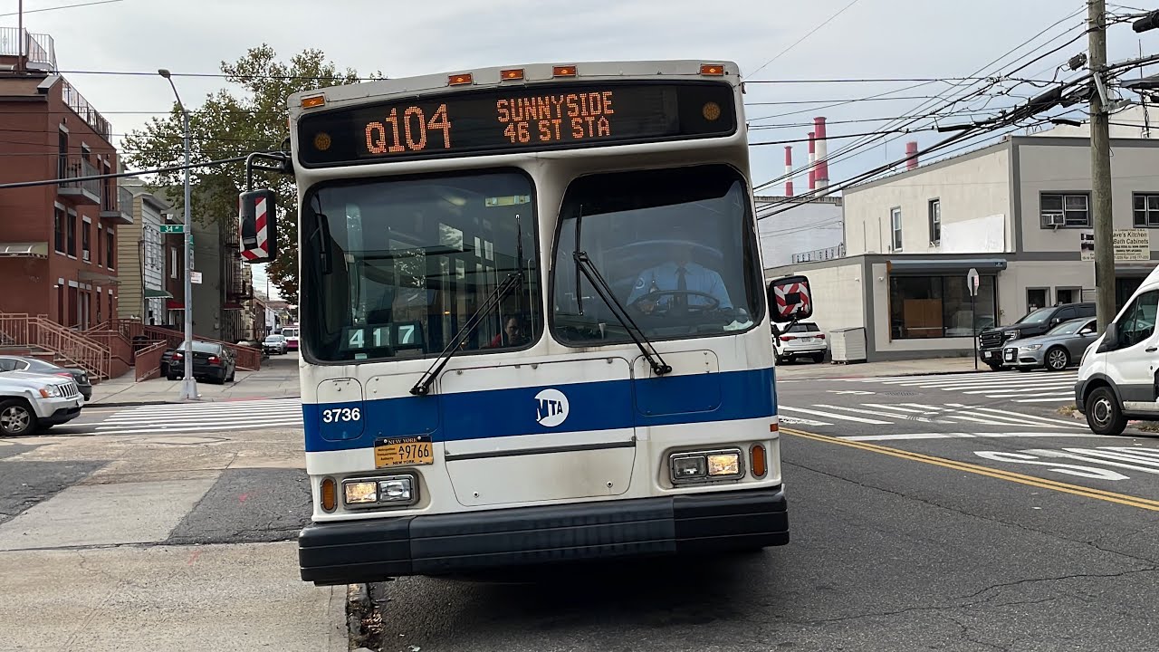 Orion VII OG #3736 Ride on the Q104 from Long Island City to 46th Street-Bliss Street Station
