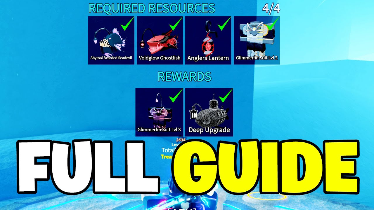 Roblox Fisch — КАК ПОЛУЧИТЬ ГЛУБОКОЕ УЛУЧШЕНИЕ И КОСТЮМ GLIMMERFIN УРОВНЯ 3 (Полное руководство —...