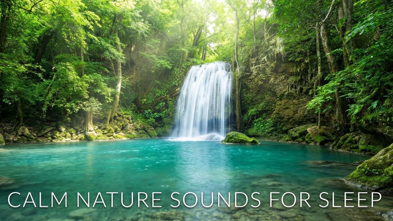 Let Go of Stress Tonight | Night Waterfall Sounds for Calm Sleep