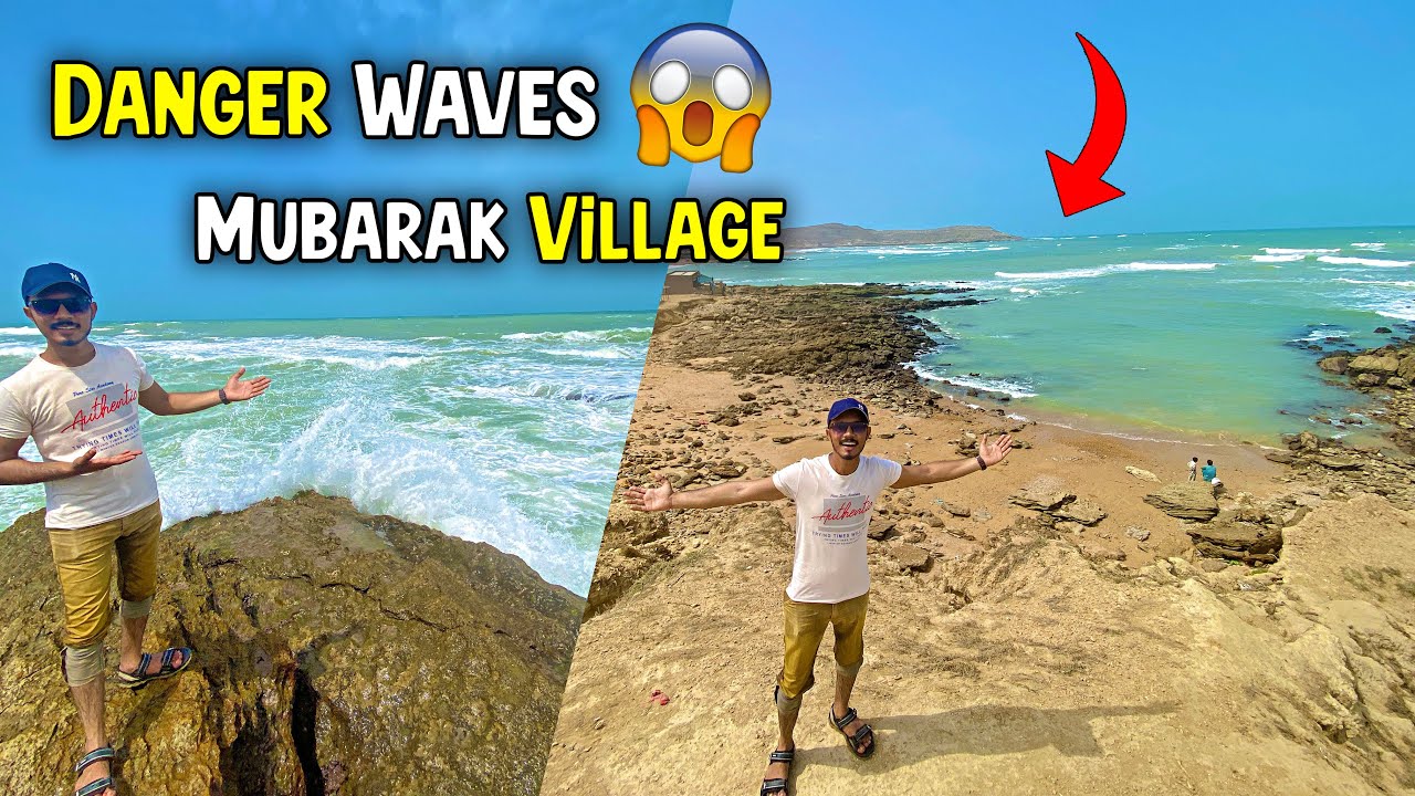 Dangerous Mubarak Village Beach😱 Mubarak Village To Hawksbay Beach😍 Picnic 2023