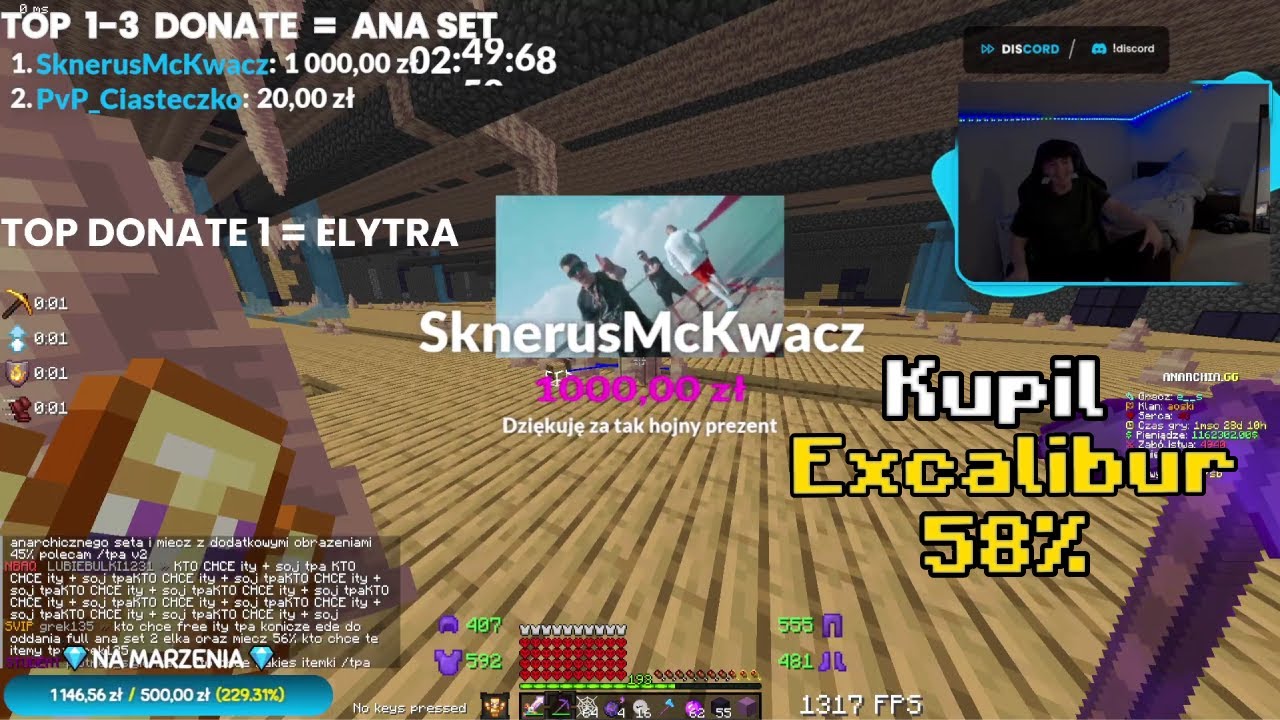 E__S | KUPIŁ EXCAILIBUR 58%, SKNERUS MCKWACZ, 1000 ZŁ DONATE | Anarchia.GG