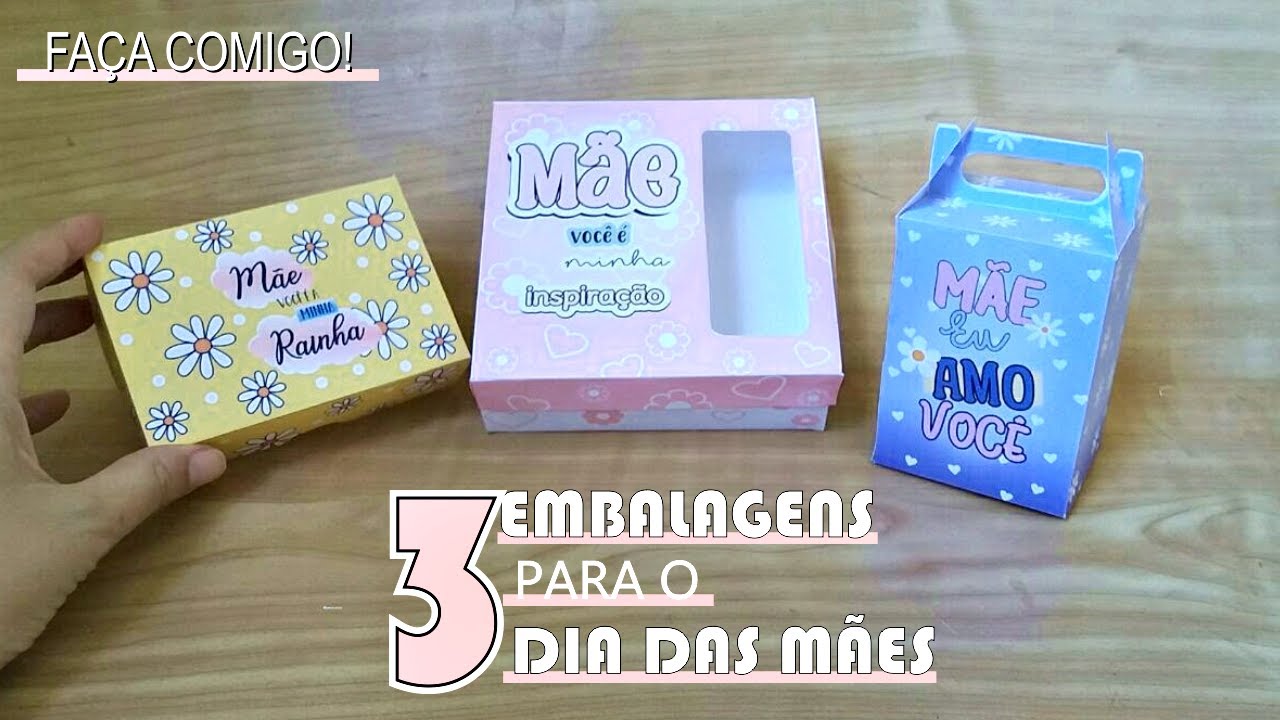3 Modelos de Caixinhas para Lembrança de Dia das Mães -  Arquivo Gratuito - Molde para Baixar