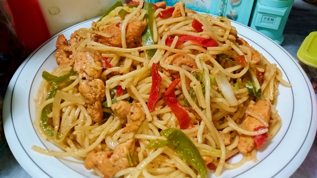 Korean Style Spaghetti Recipe|Spicy Spaghetti|Chicken Chowmain|Chicken Veg Noodles|Kitchen with Aqsa