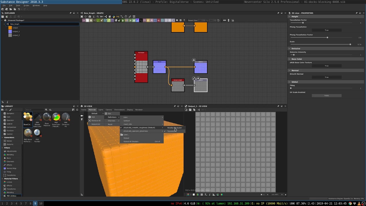 Substance Designer - Setting up Normal Map, Height Map, and Tessellation in 3D View