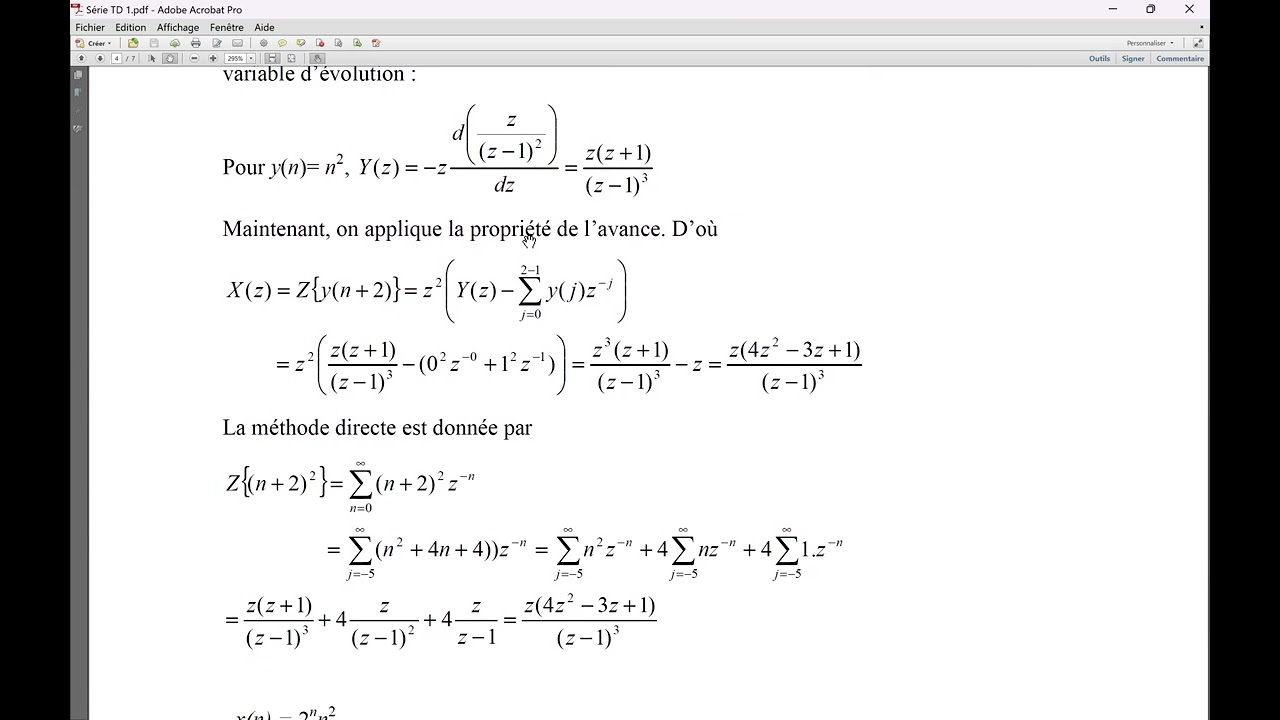 2 exercices avec solutions sur la transformée en Z et la TZ inverse Master 1