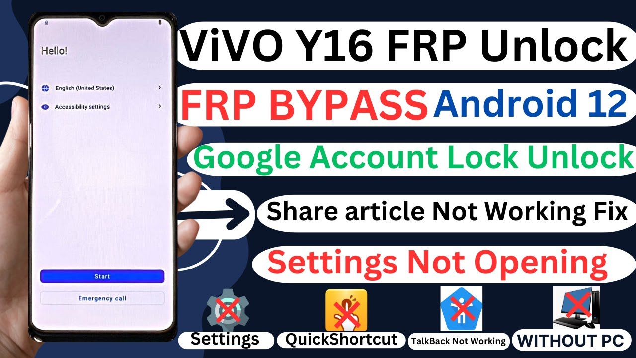 Vivo Y16 FRP Bypass Android 12 Not Opening Settings Fix | Share article Not Working Fix 2025